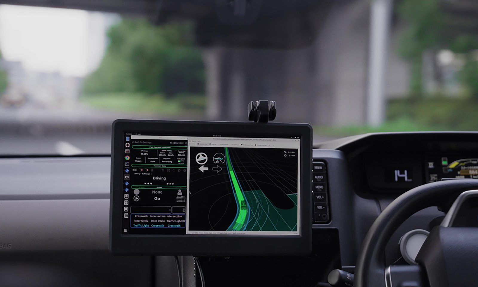 車内で作動する自動運転用オープンソースソフトウェアのAutoware