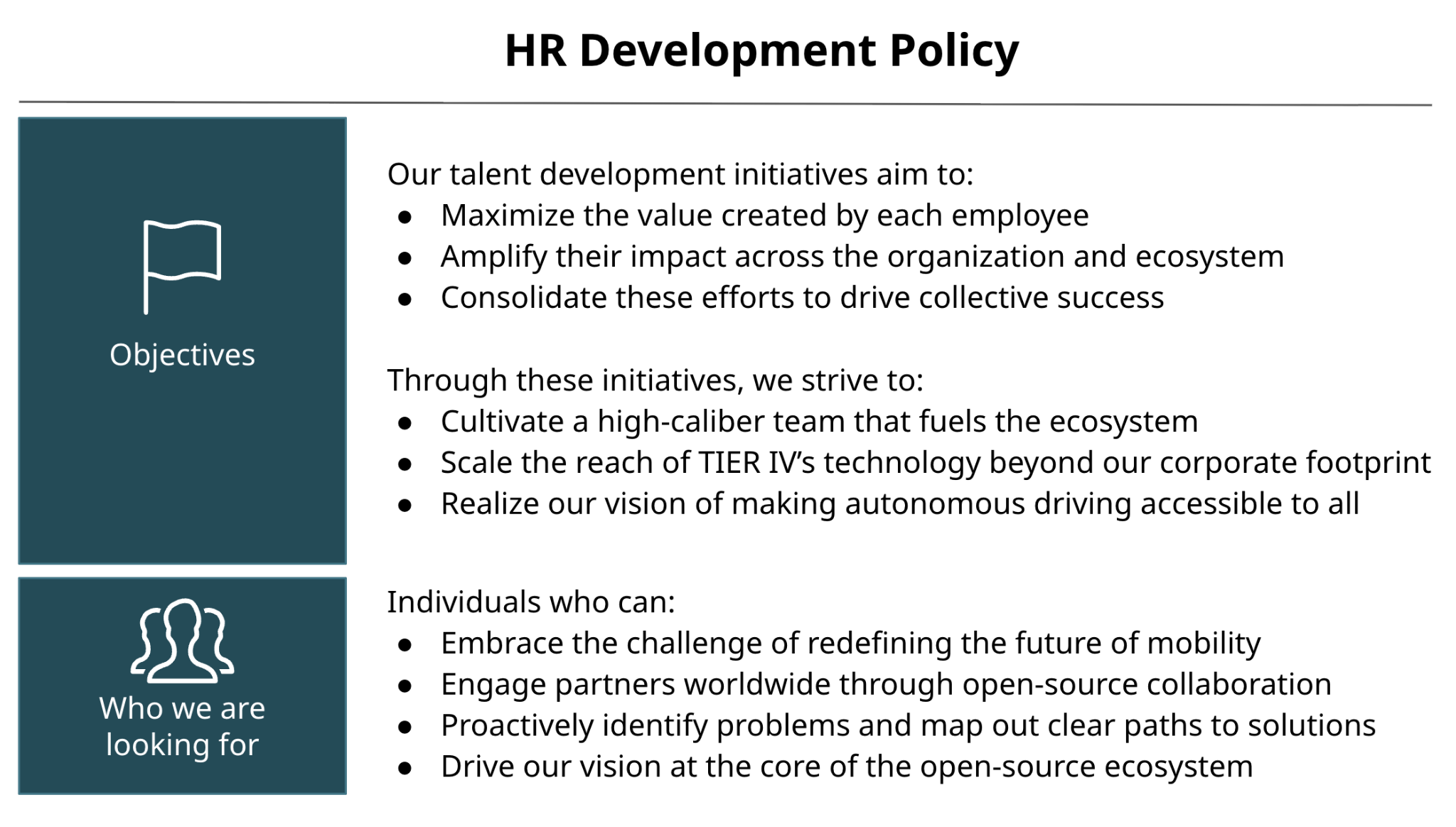 TIER IV: HR development policy chart